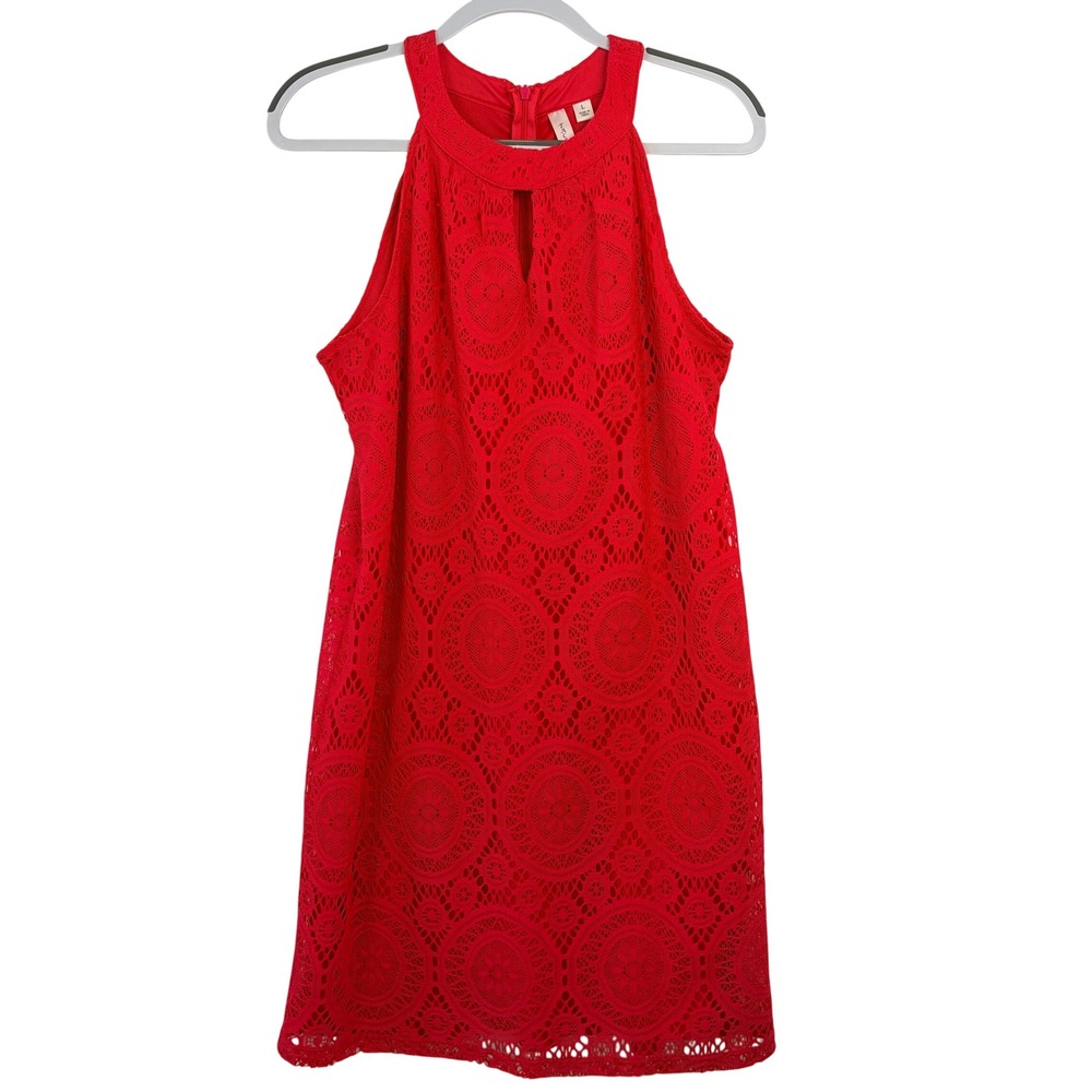 Tacera Lace Halter Shift Dress Large Red 7014-0277